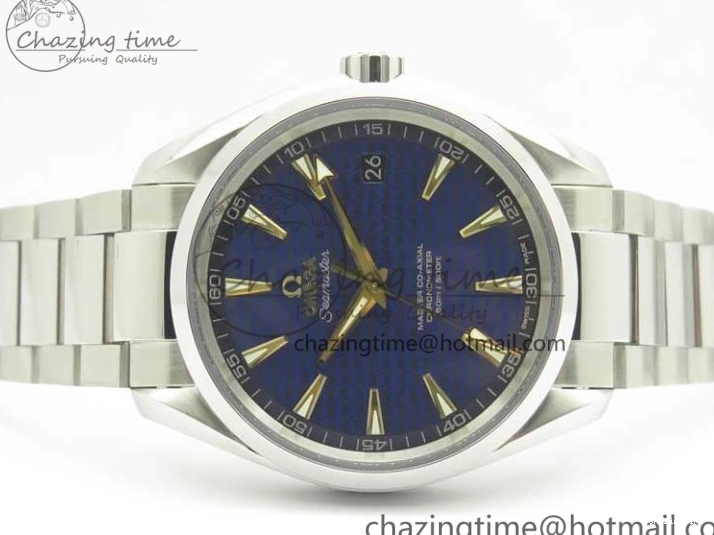 0202 Aqua Terra 150M SS VSF 1:1 Best Edition Blue Wave Textured Dial YG Hand on SS Bracelet A8500 Super Clone Sporty 8026